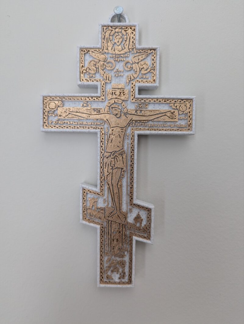 White Marble Byzantine Style Wall Cross