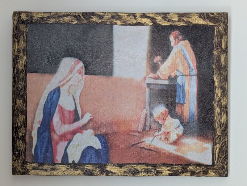 Holy Family Laquered Print On Wood