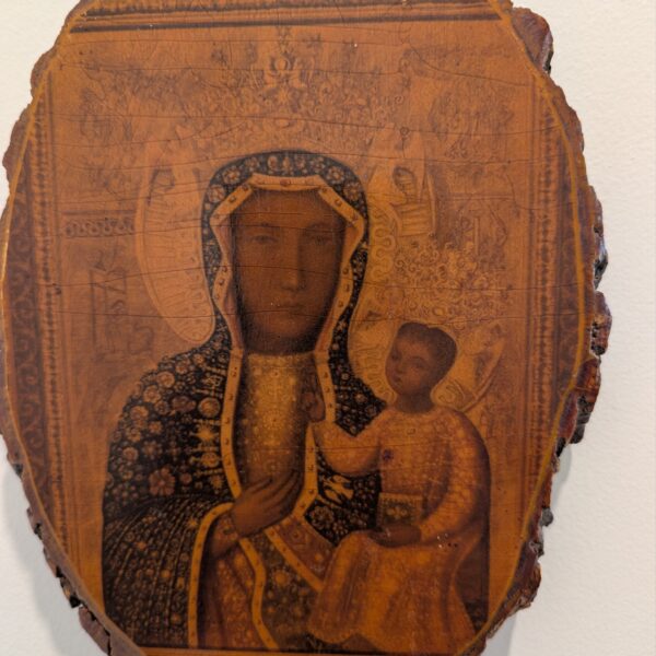 Black Madonna Print on Live Edge Wood