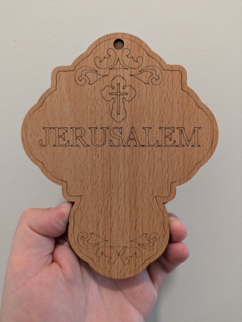 Bronze Icon Cross Set in Jerusalem Wood - Image 2